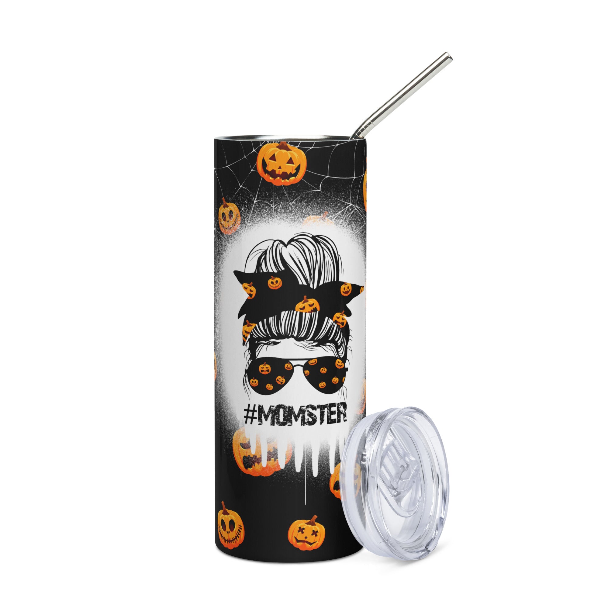 Messy Bun Momster Halloween Stainless steel tumbler