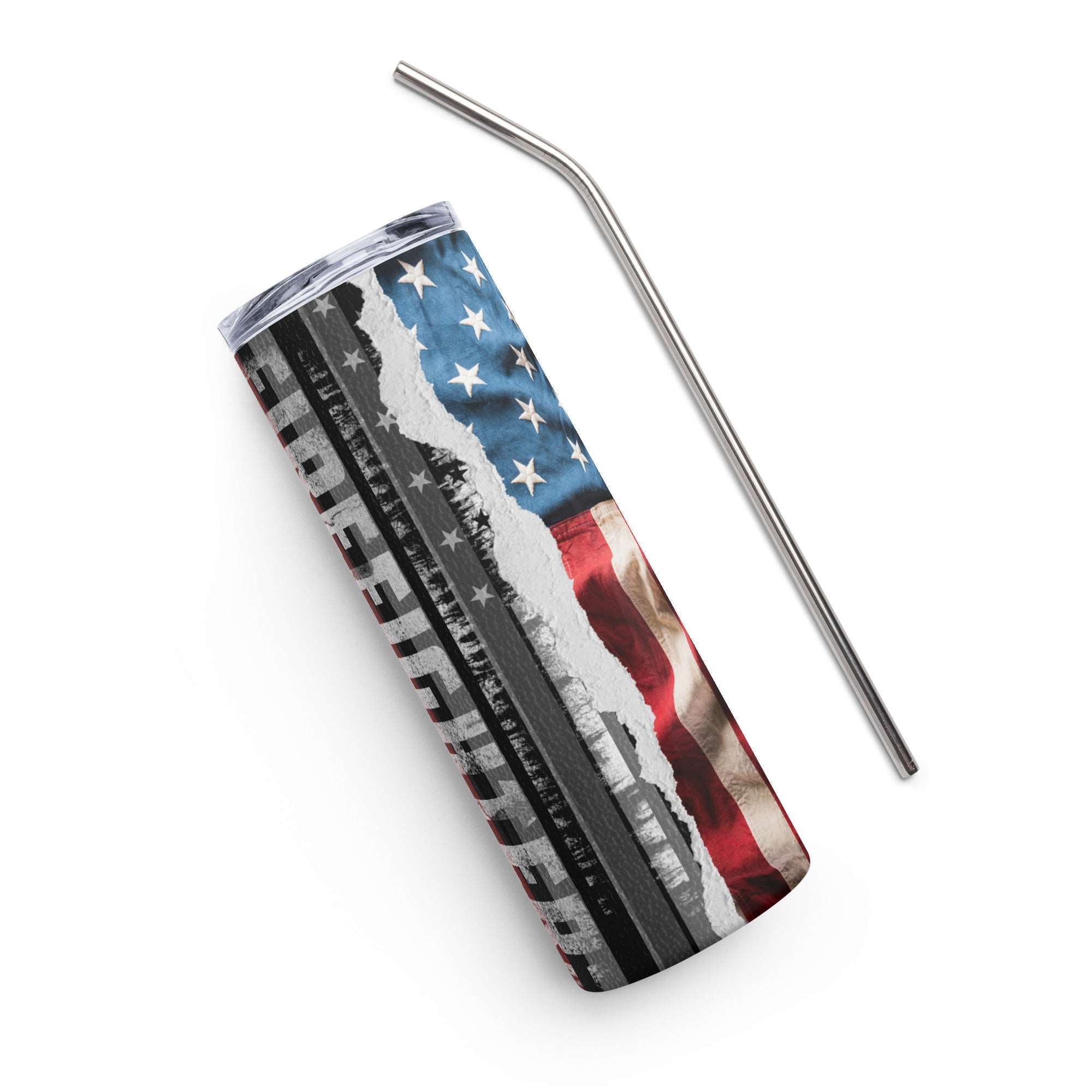 American Flag Firefighter Stainless steel tumbler