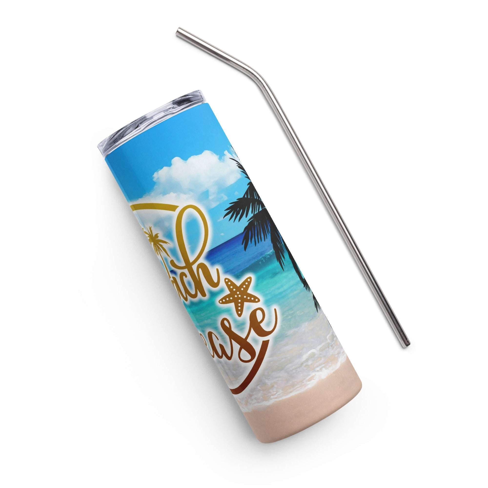 Beach Please Stainless steel tumbler