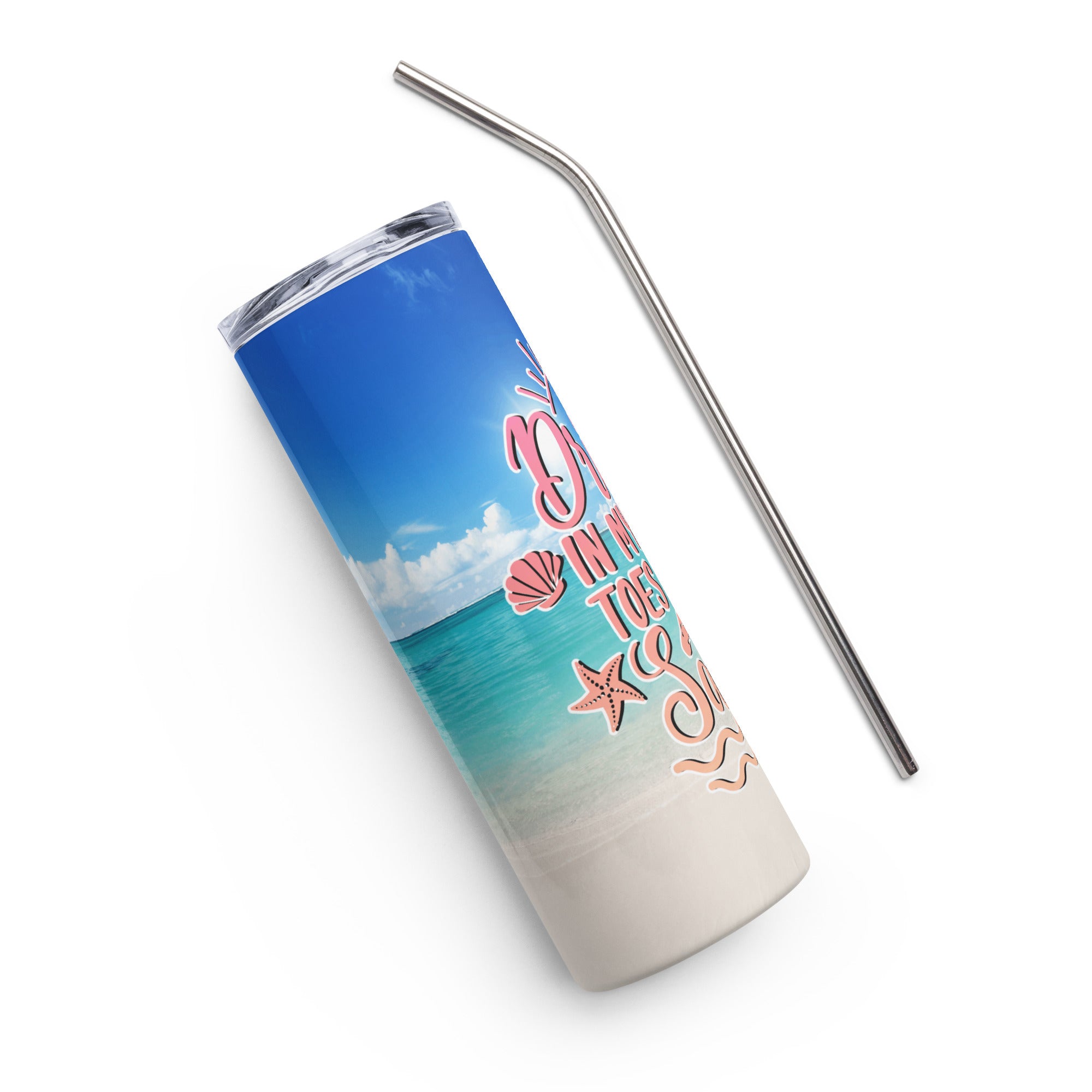Drink In My Hand Toes In The Sand Beach Stainless steel tumbler