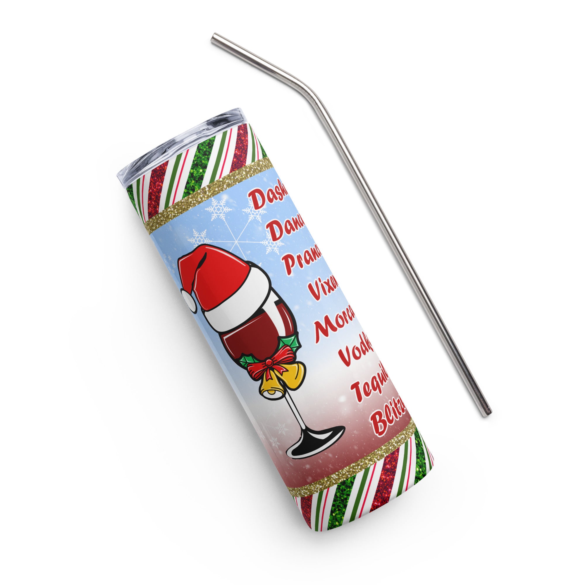 Dasher Dancer Prancer Christmas Drinking Stainless steel tumbler