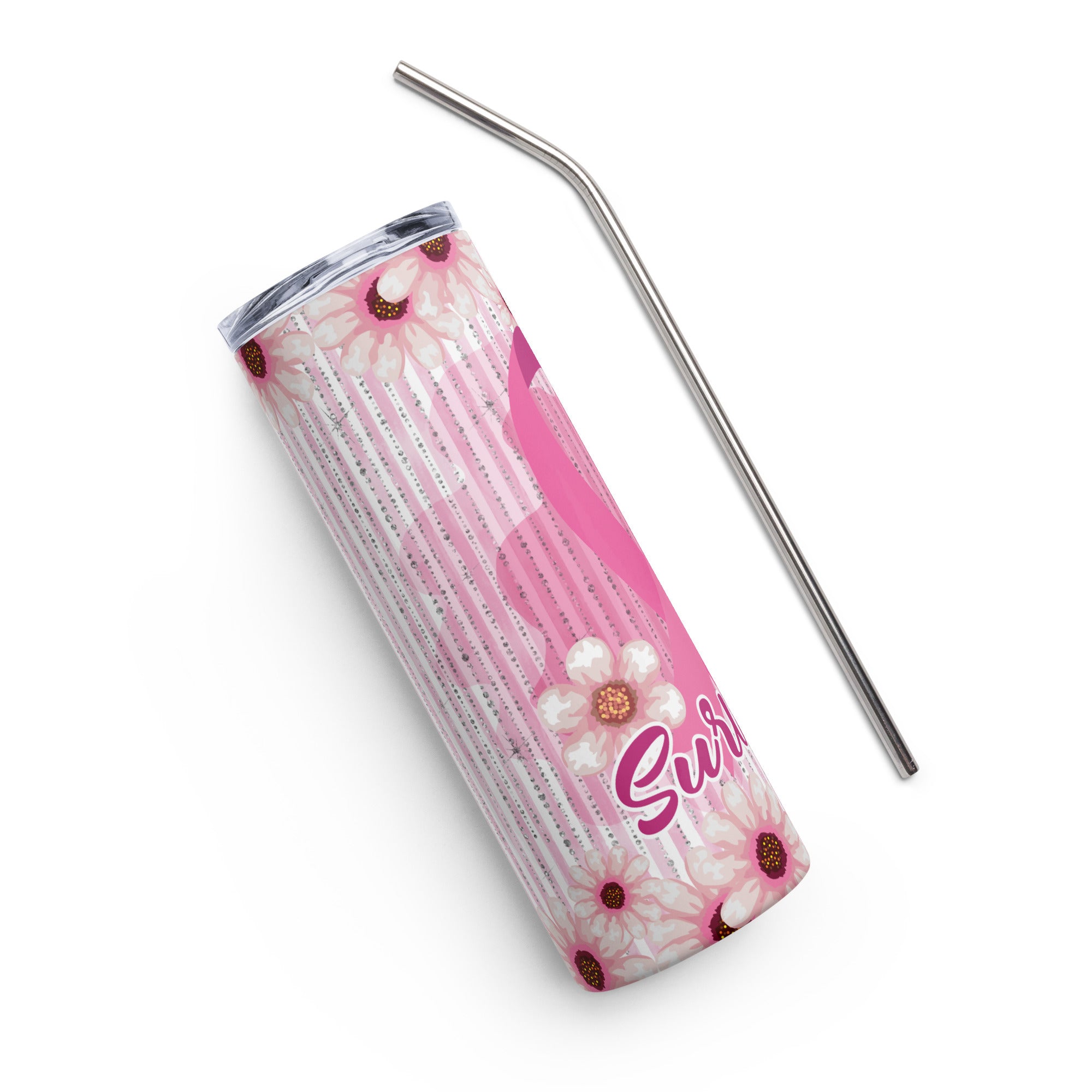 Breast Cancer Survivor Pink Ribbon Stainless steel tumbler