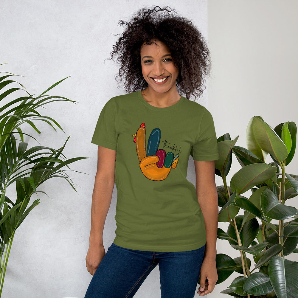 Teacher fall shirt with turkey handprint design for classroom celebrations