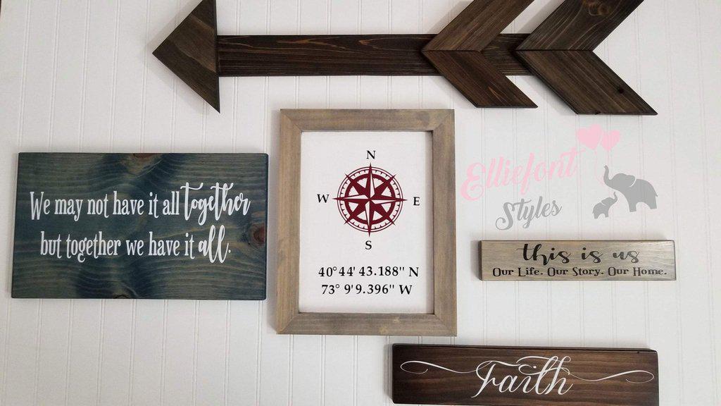 This is us Our Life Our Story Our Home | Wooden Shelf Sign | Unique Gift Ideas | Wood Block Sign - Elliefont Styles