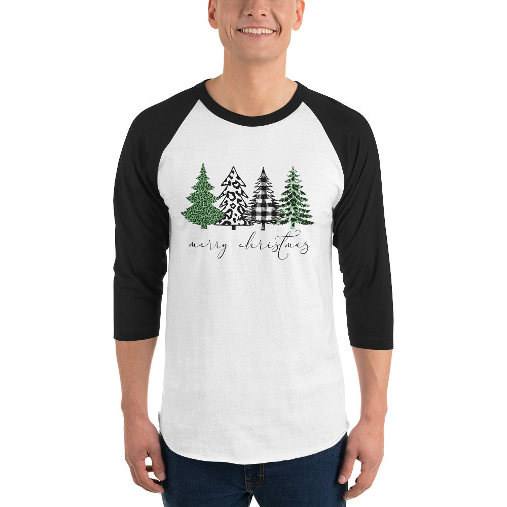 Merry Christmas Plaid Trees Baseball Style Shirt