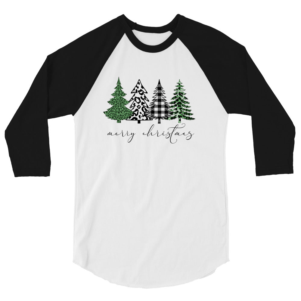 Merry Christmas Plaid Trees Baseball Style Shirt