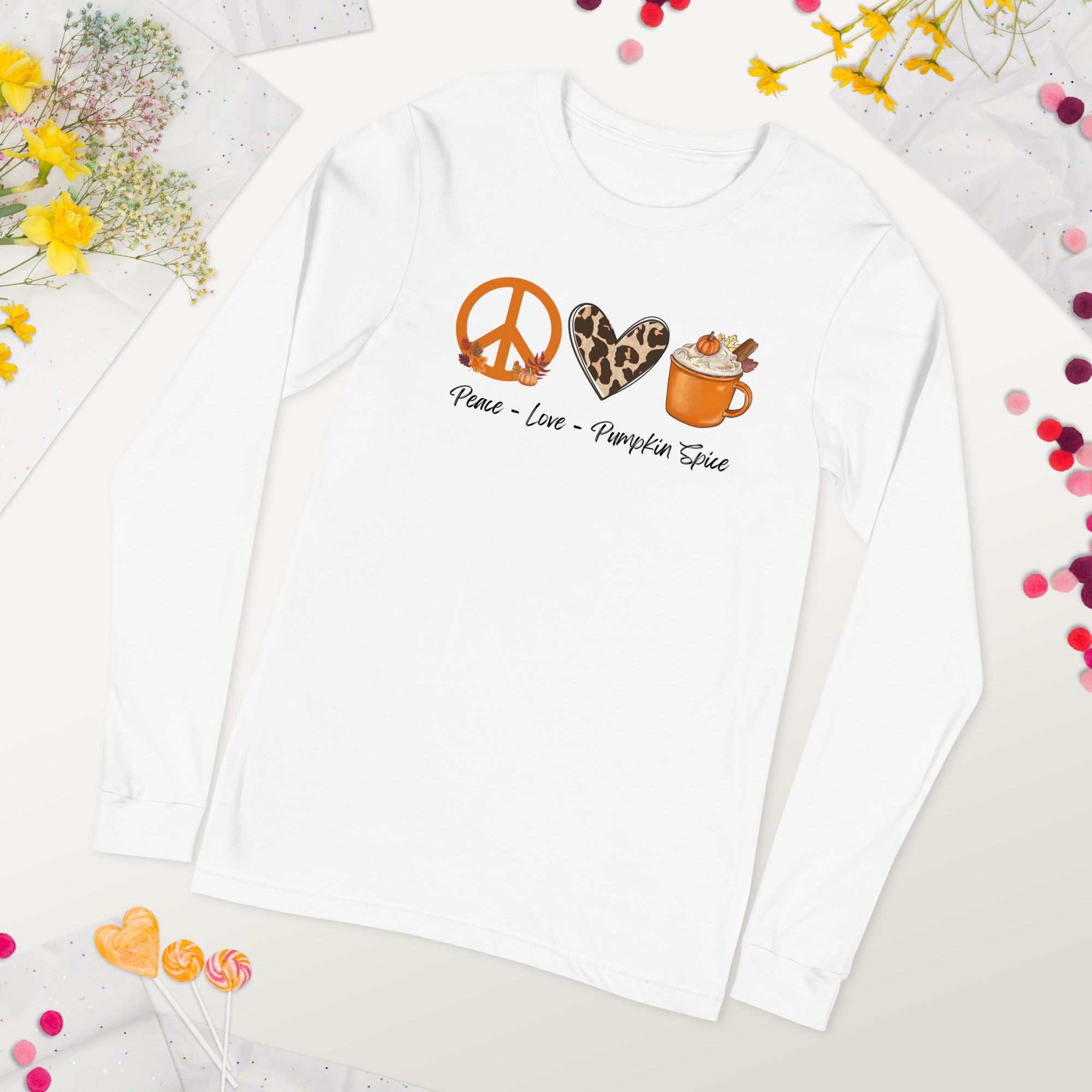 Peace Love Pumpkin Spice Long Sleeve Tee Unisex Shirt
