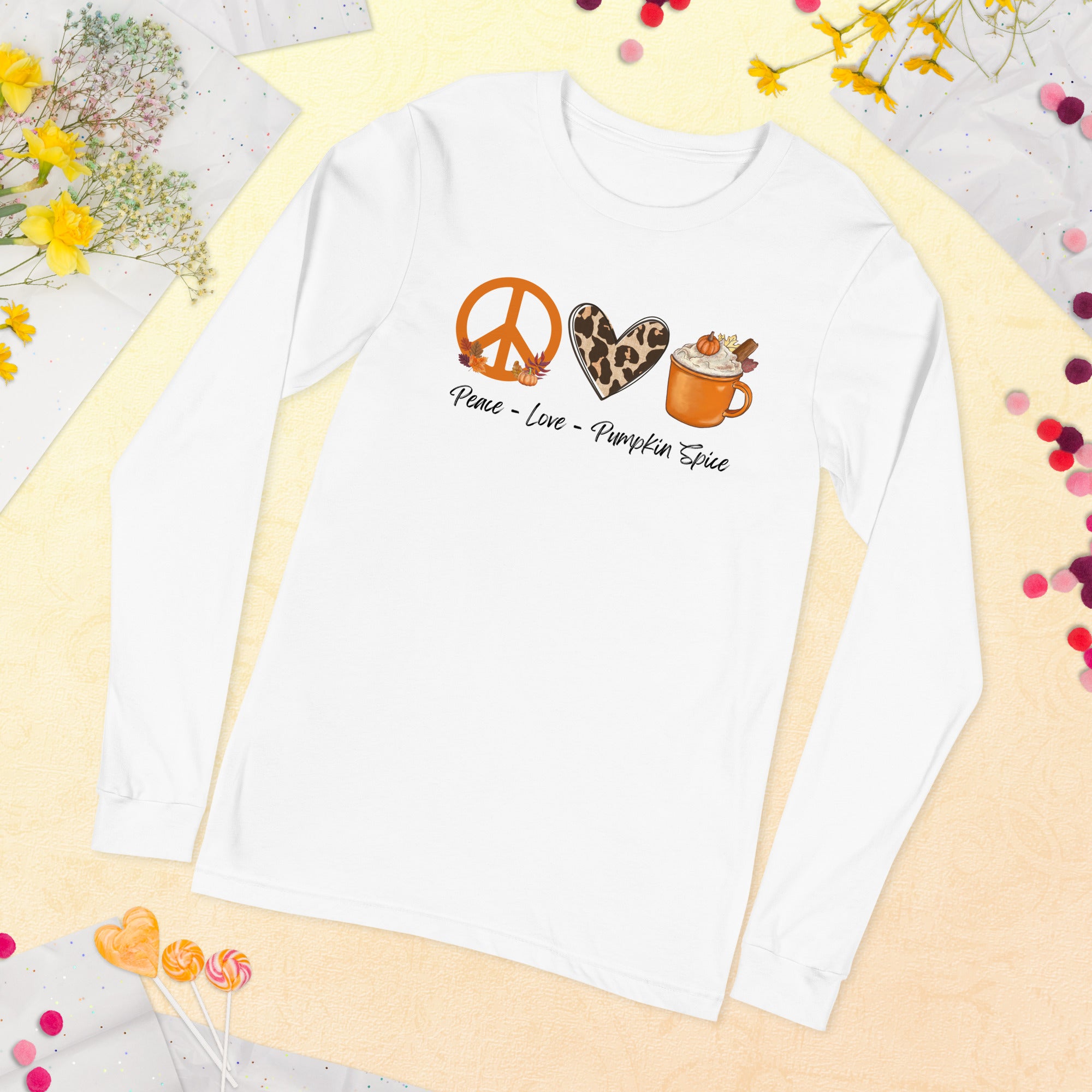 Peace Love Pumpkin Spice Long Sleeve Tee Unisex Shirt