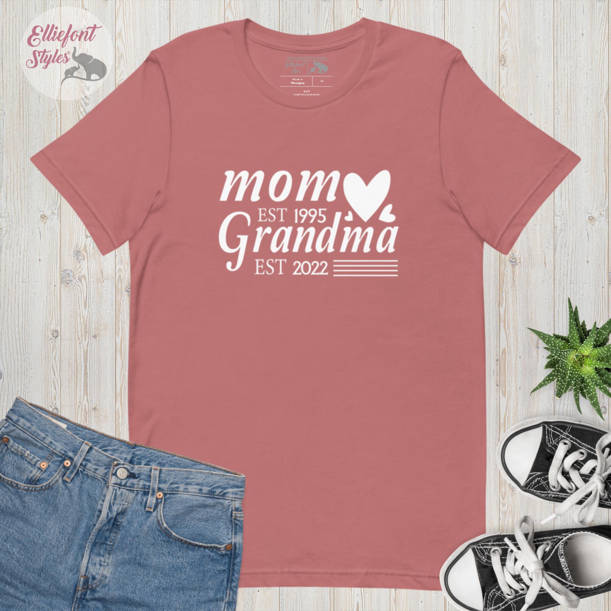 Personalized Mom Established Grandma Established Date Shirt