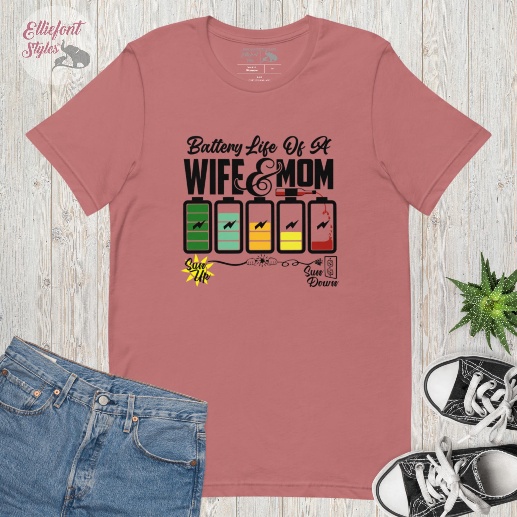 Wife And Mom Battery Shirt