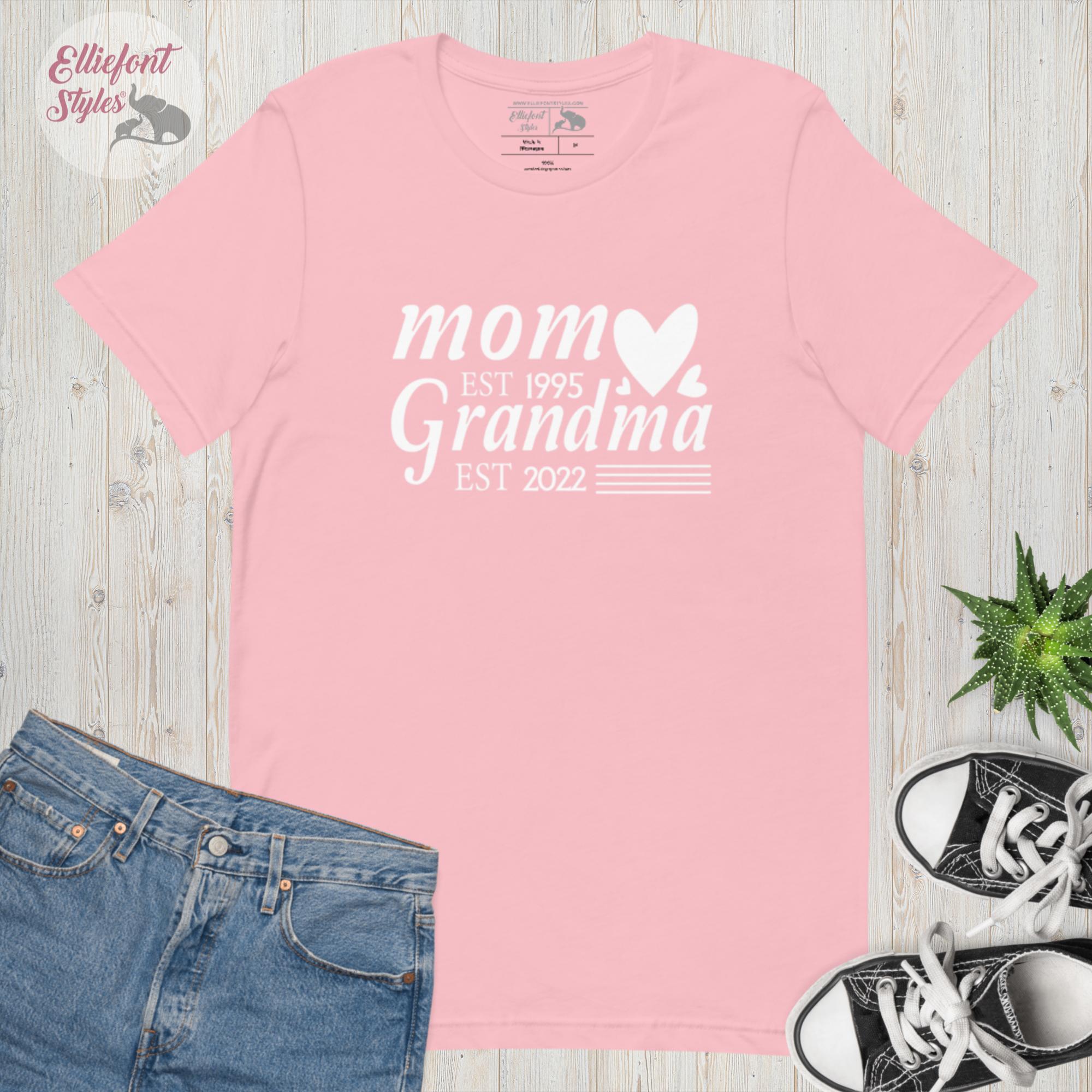 Personalized Mom Established Grandma Established Date Shirt