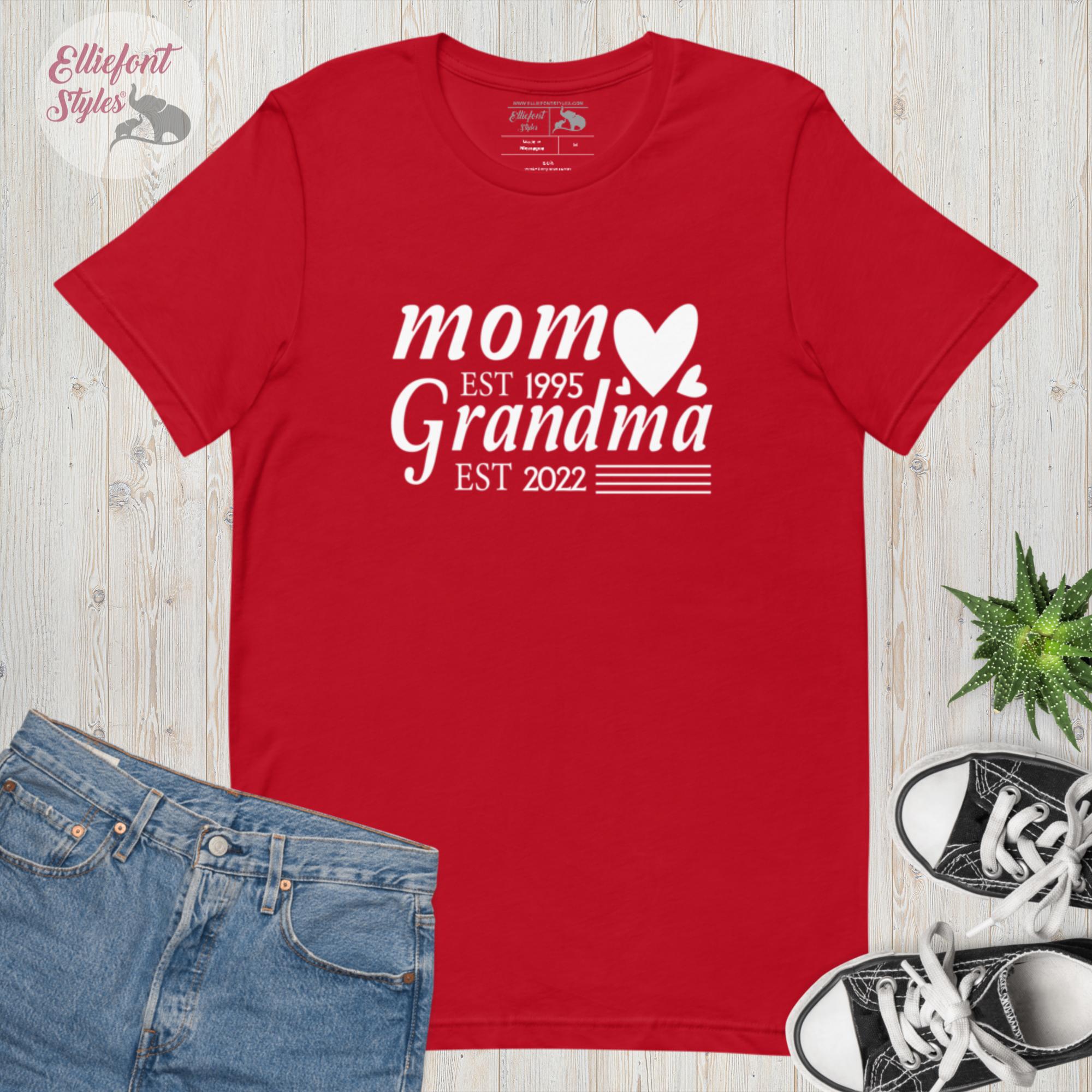 Personalized Mom Established Grandma Established Date Shirt