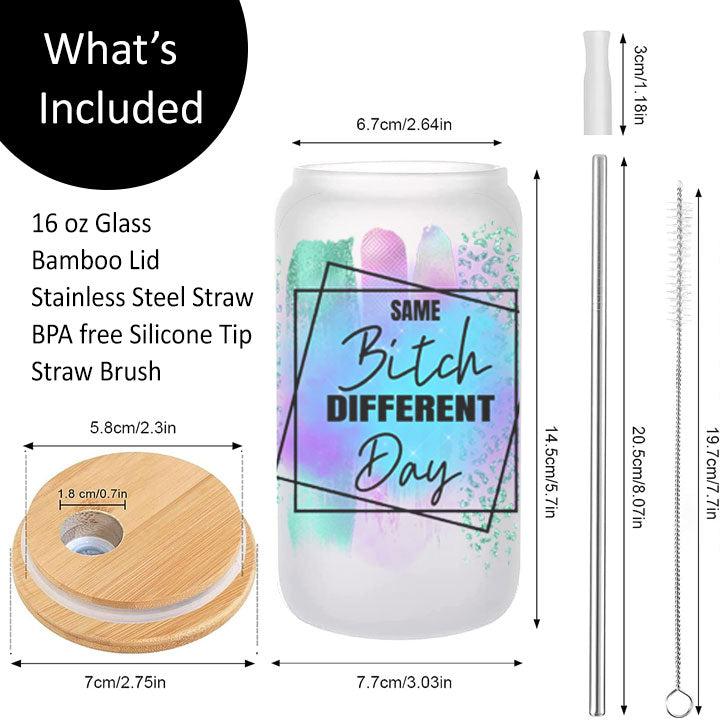 Same Bitch Different Day Frosted Glass Tumbler