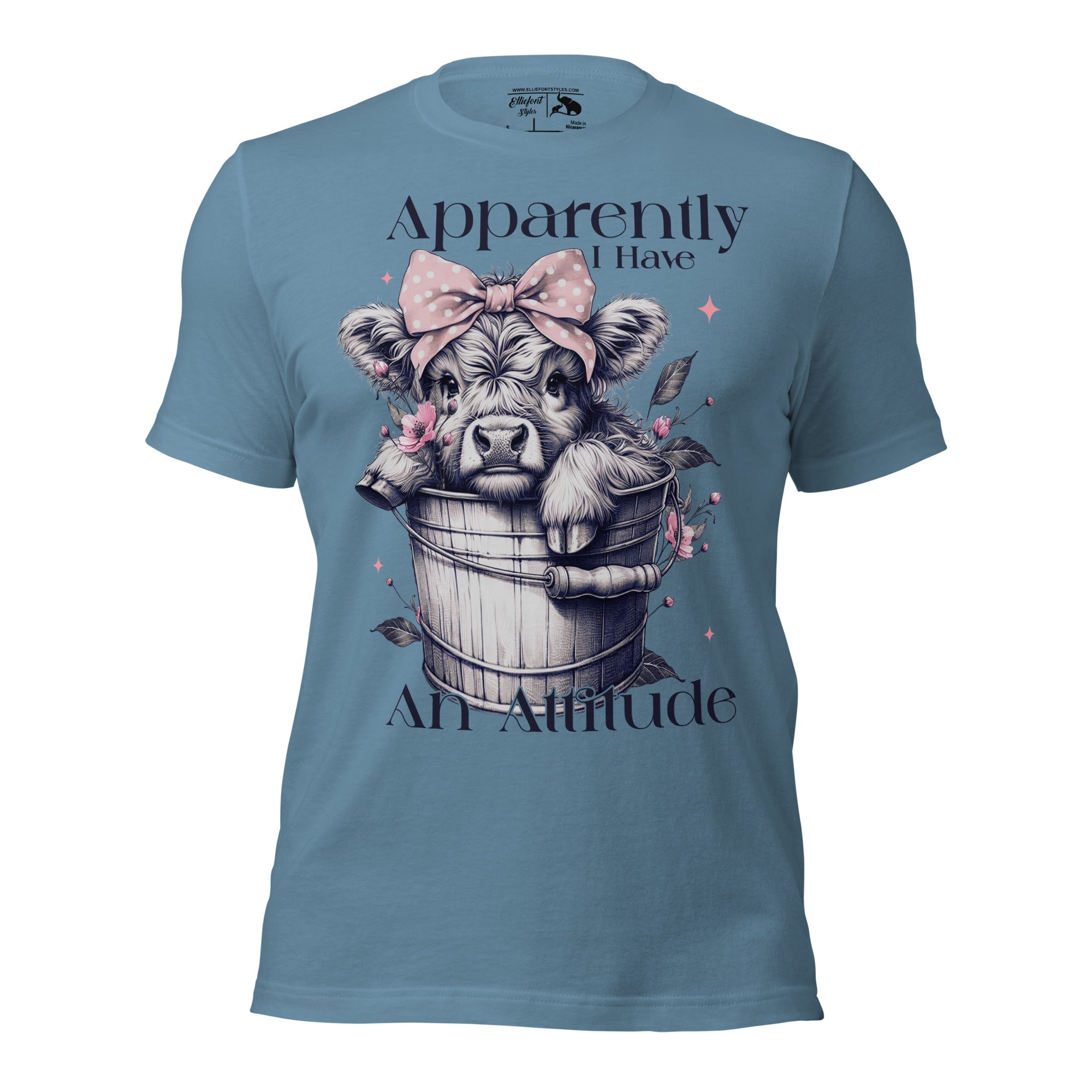 Apparently I Have an Attitude shirt with baby Highland cow
