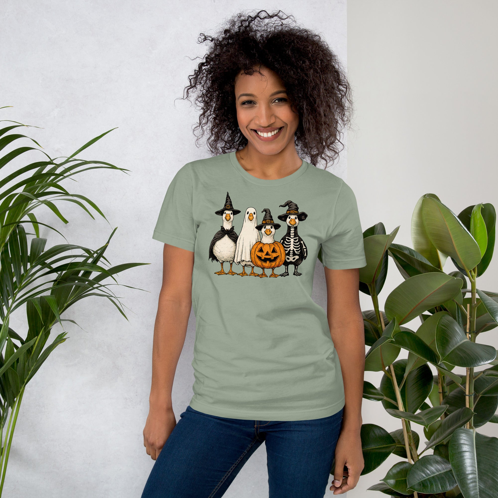 Autumn style goose Halloween shirt for cozy fall fashion lovers
