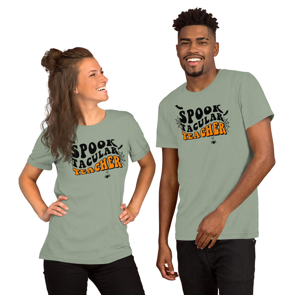 Funny Halloween teacher shirt with spook-tacular phrase