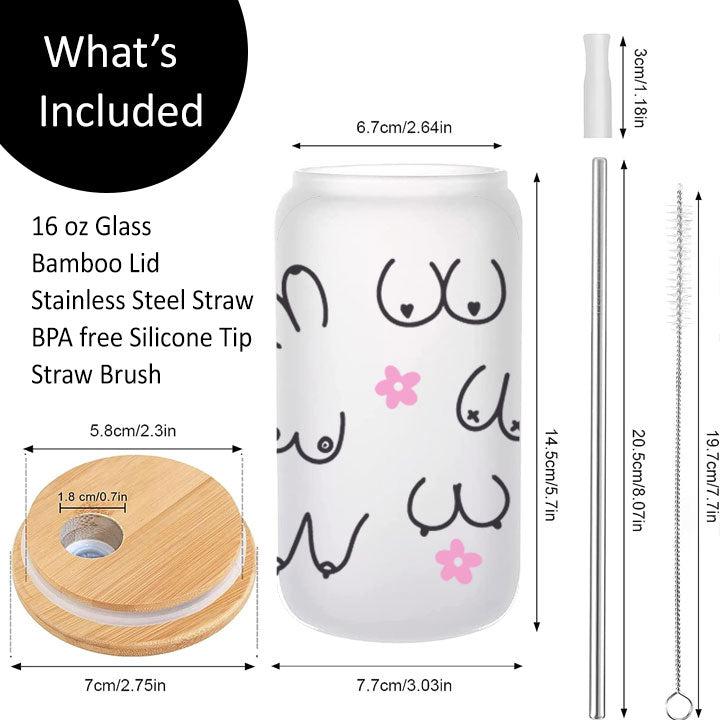 16 oz tumbler with doodle boobs design, empowering and funny gift idea
