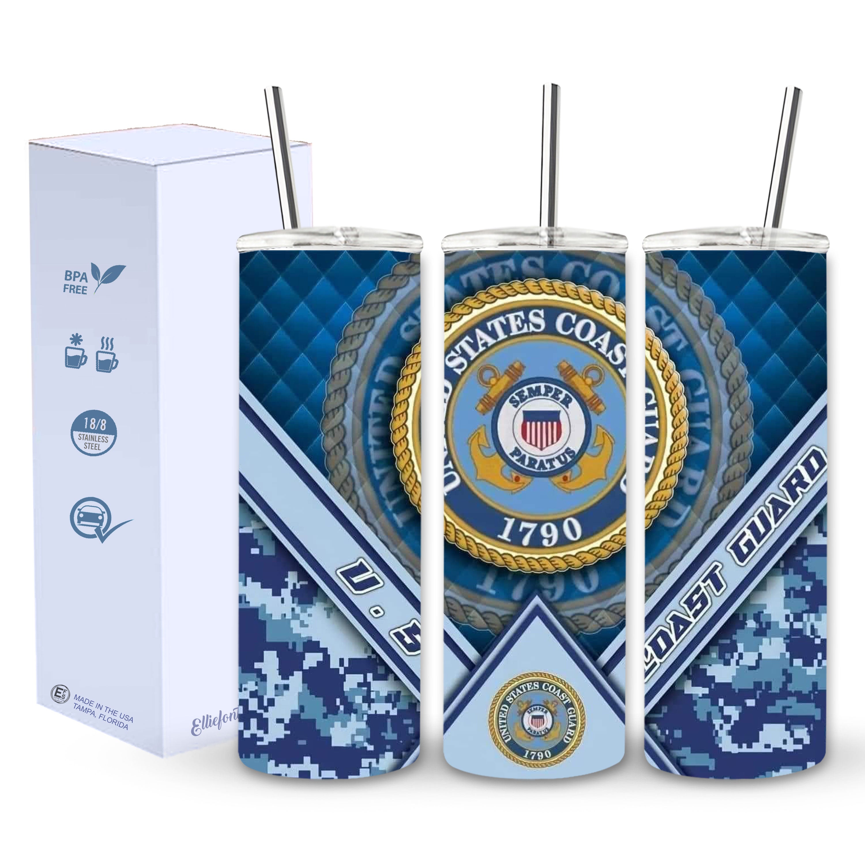 Coast Guard tumbler styled as a gift for military families
