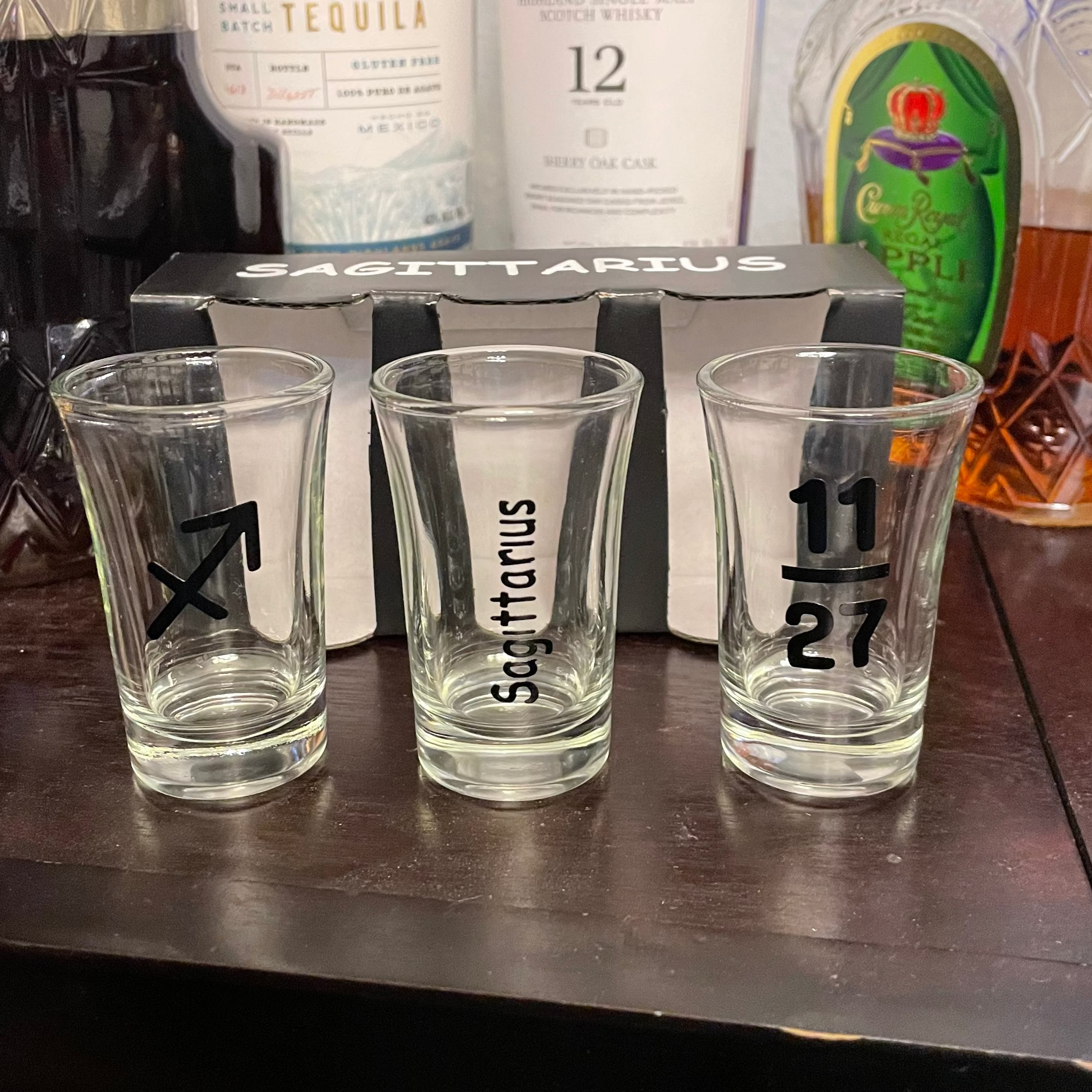 Shot glass engraved with zodiac symbol for astrology lovers