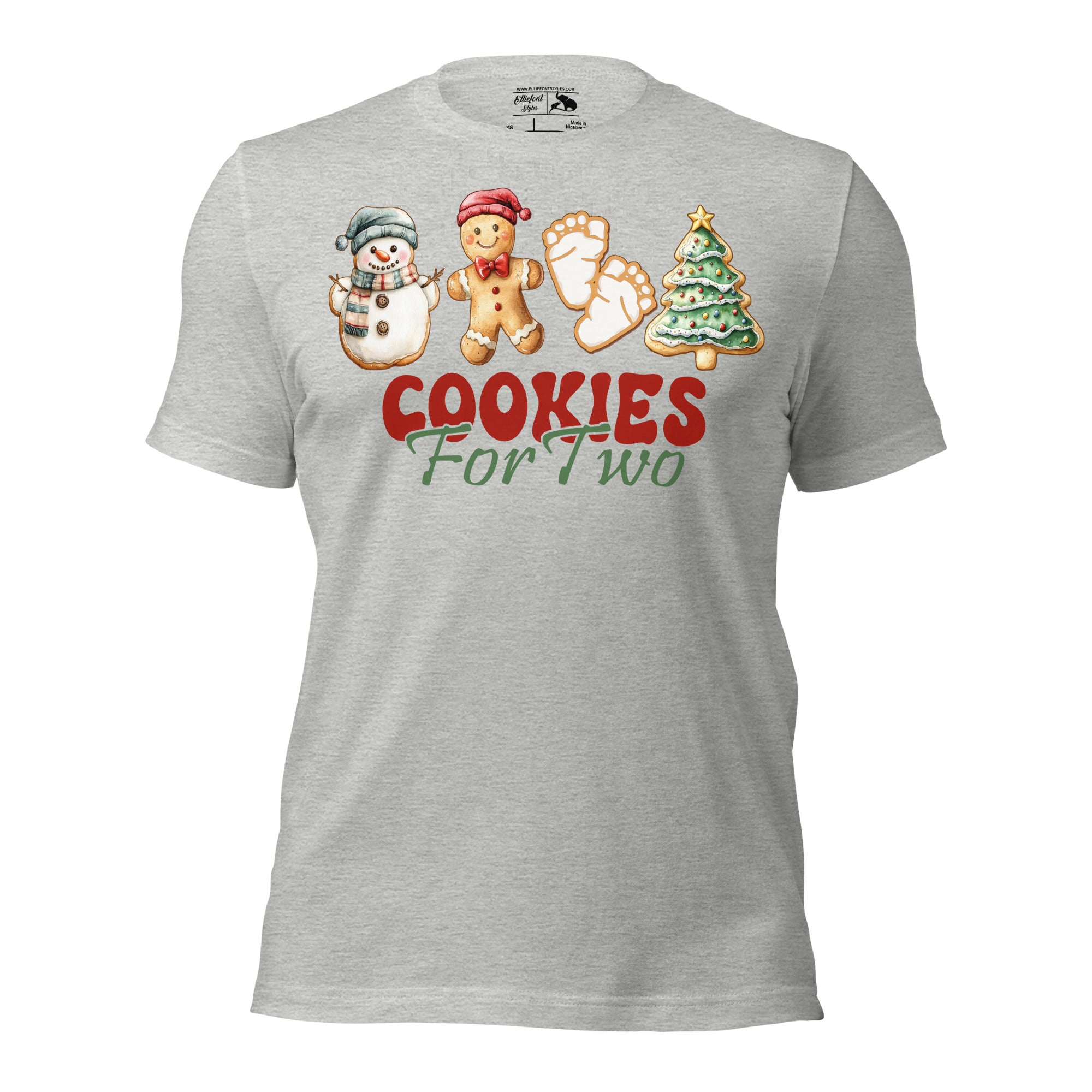 Expecting mom Christmas pregnancy shirt with cookies for two message