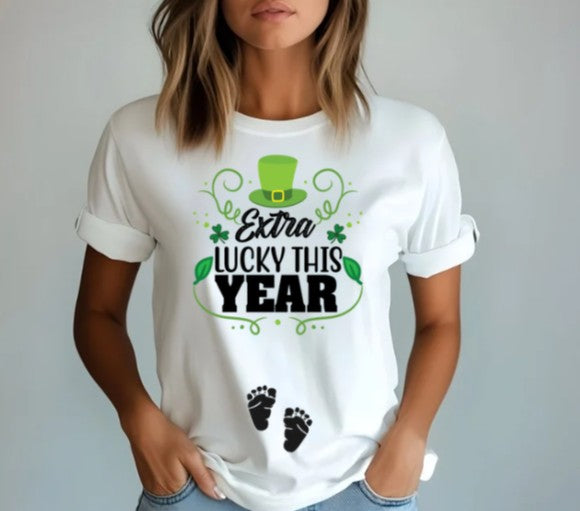 St. Patrick’s Day pregnancy announcement shirt for expecting moms