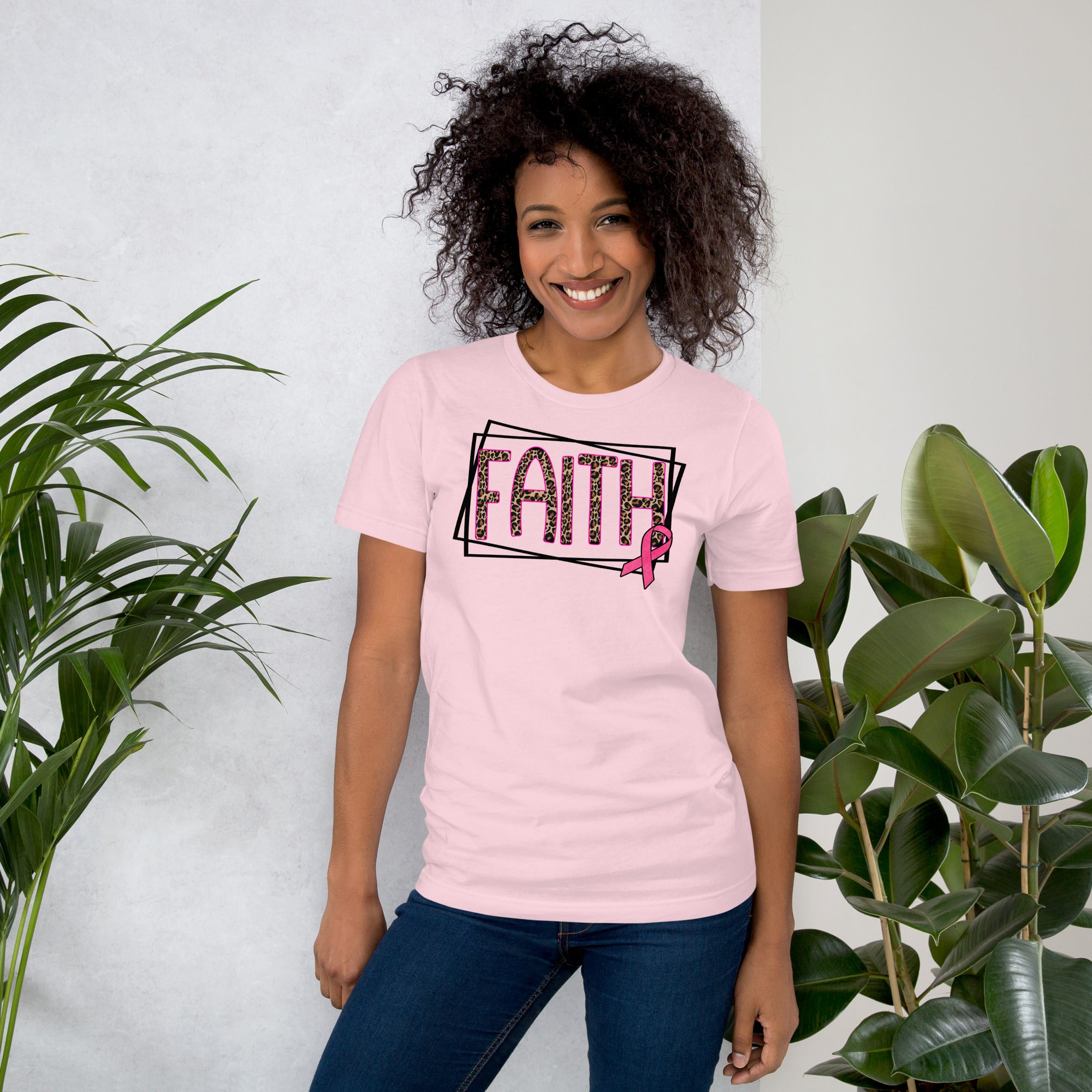 Faith awareness shirt with ribbon design for breast cancer walk