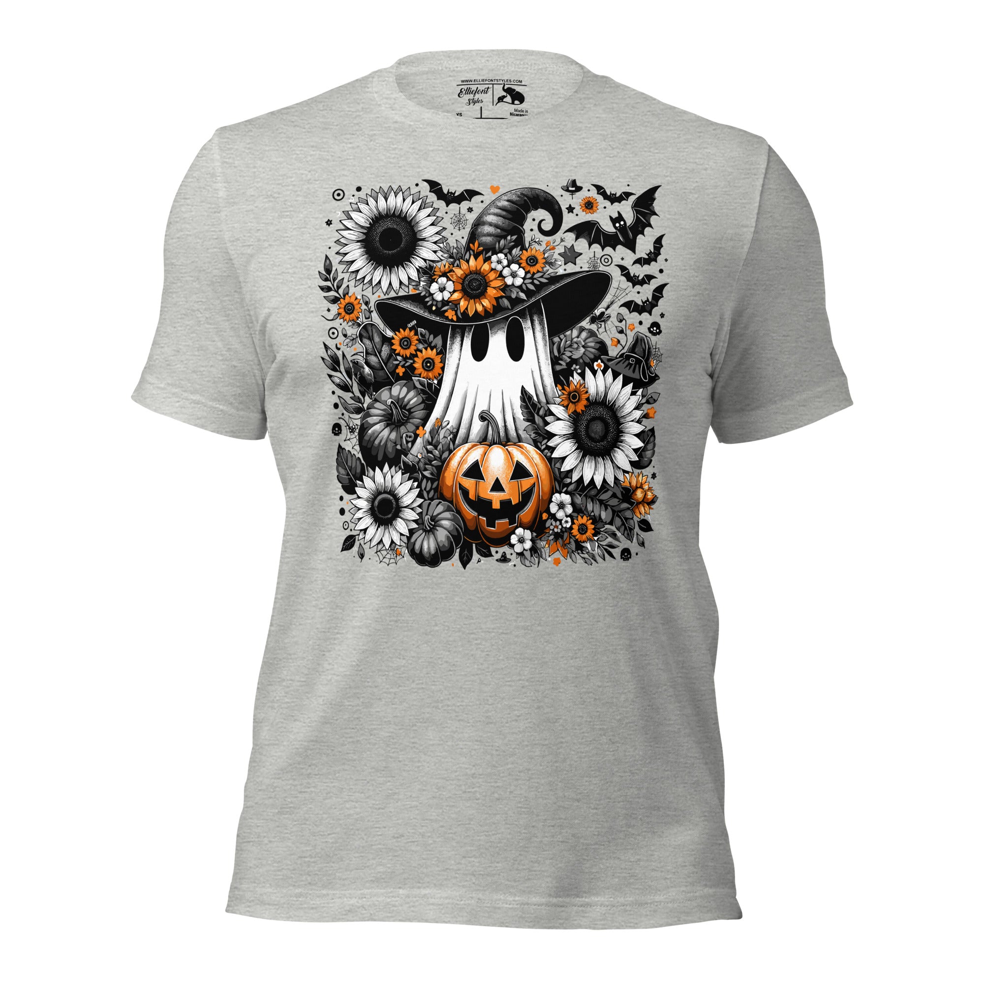 Floral pumpkin ghost witchy Halloween shirt for seasonal wear