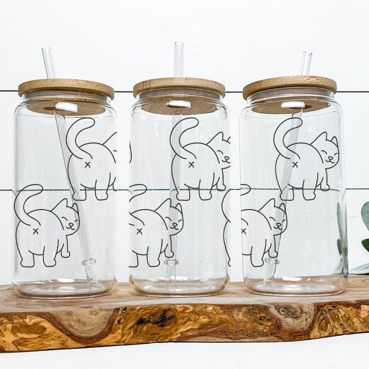 Whimsical tumbler with cat butts design, perfect birthday or holiday gift for cat owners