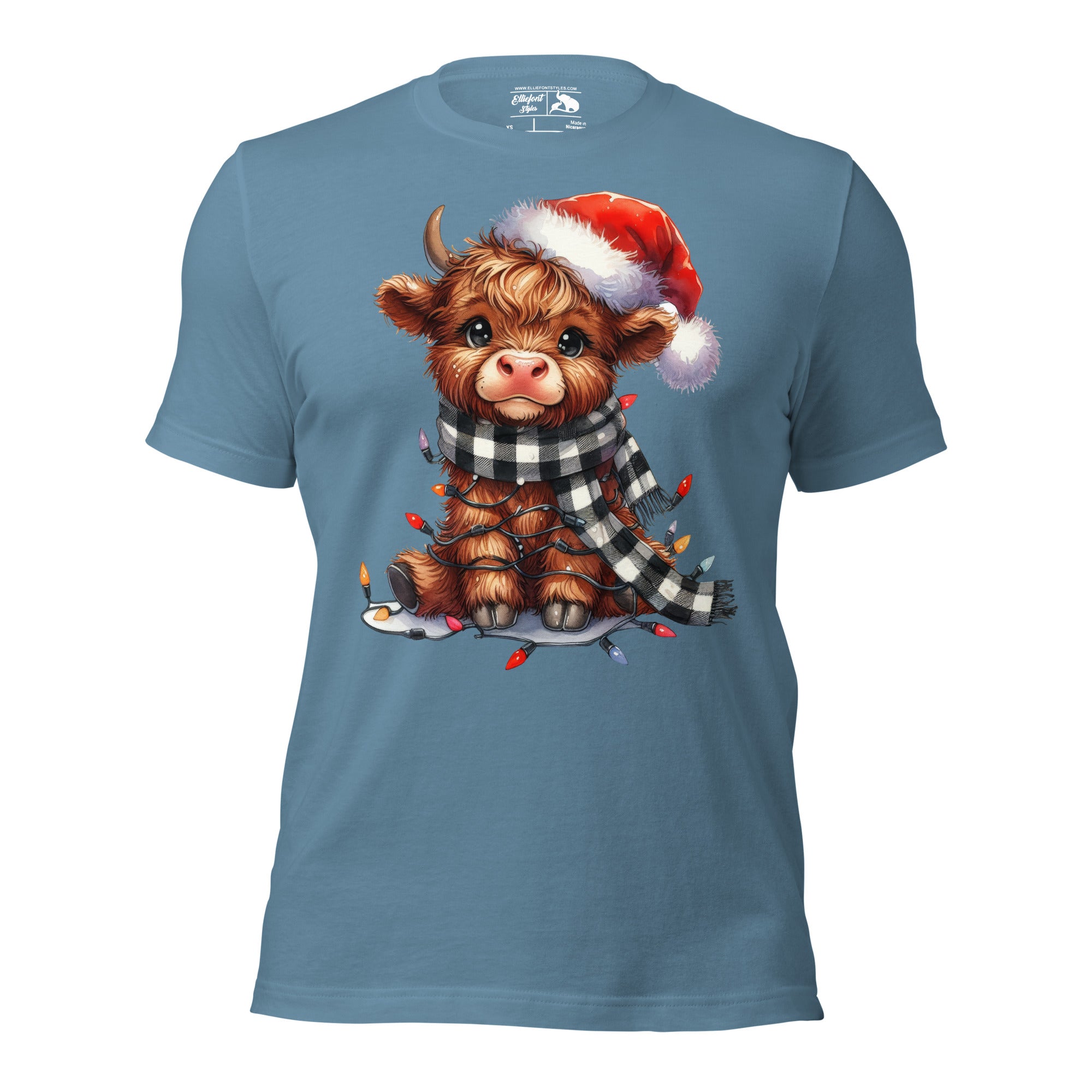 Funny Highland cow Christmas shirt with rustic farmhouse charm