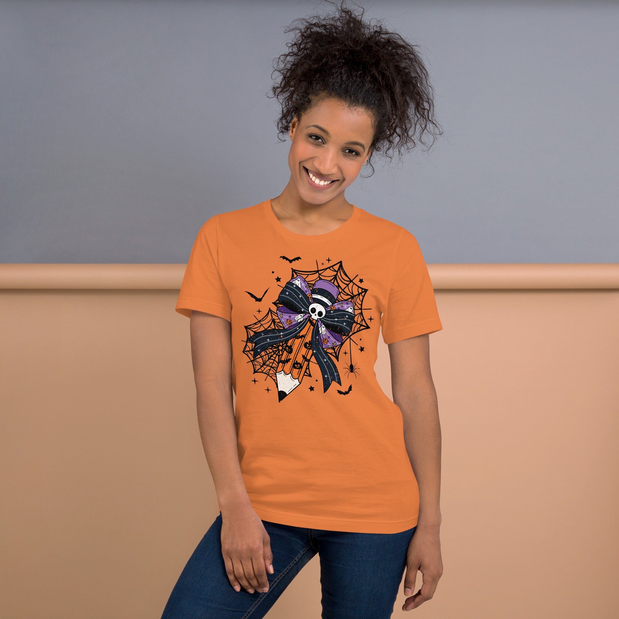 Funny Halloween shirt for teachers with spooky pencil design