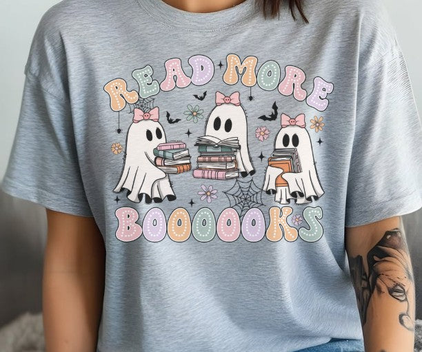 Funny English teacher shirt with ghost holding books