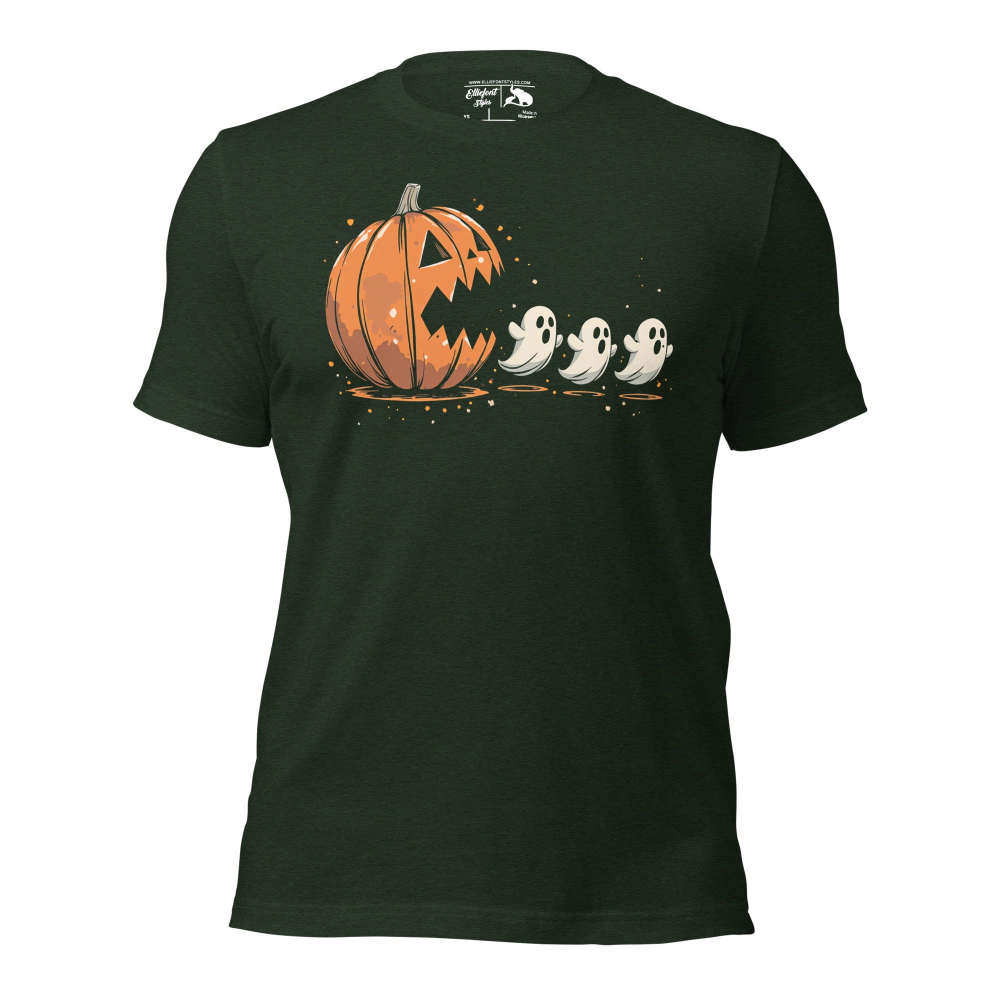 Halloween pumpkin chasing ghosts shirt with vintage-inspired design