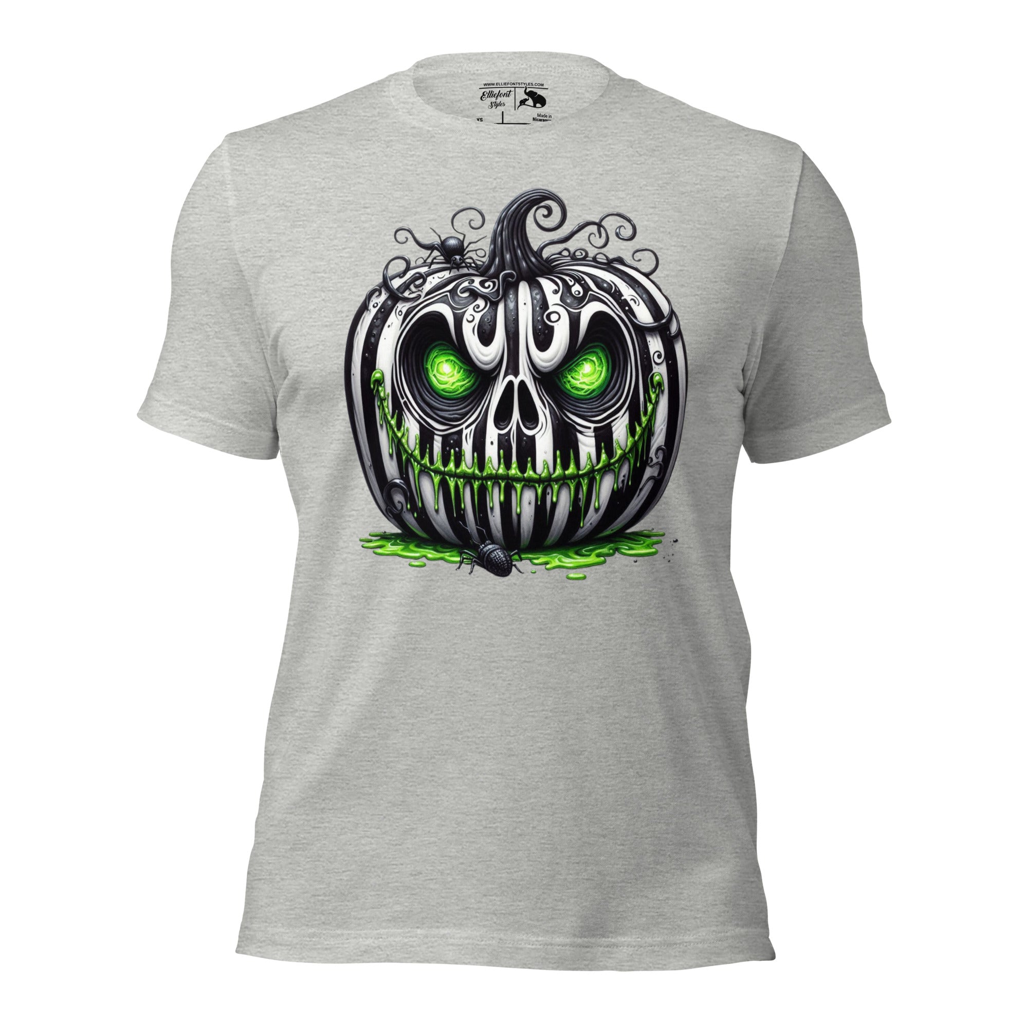 Halloween pumpkin stripe Beetlejuice inspired tee for horror movie fans