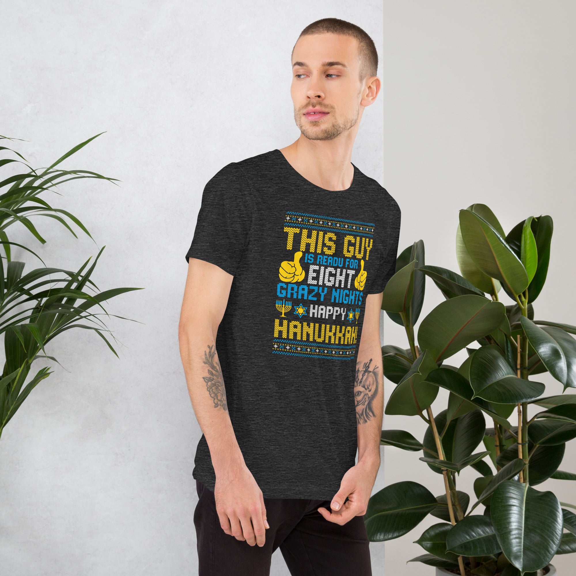 Hanukkah funny tee for dad or brother featuring eight crazy nights quote