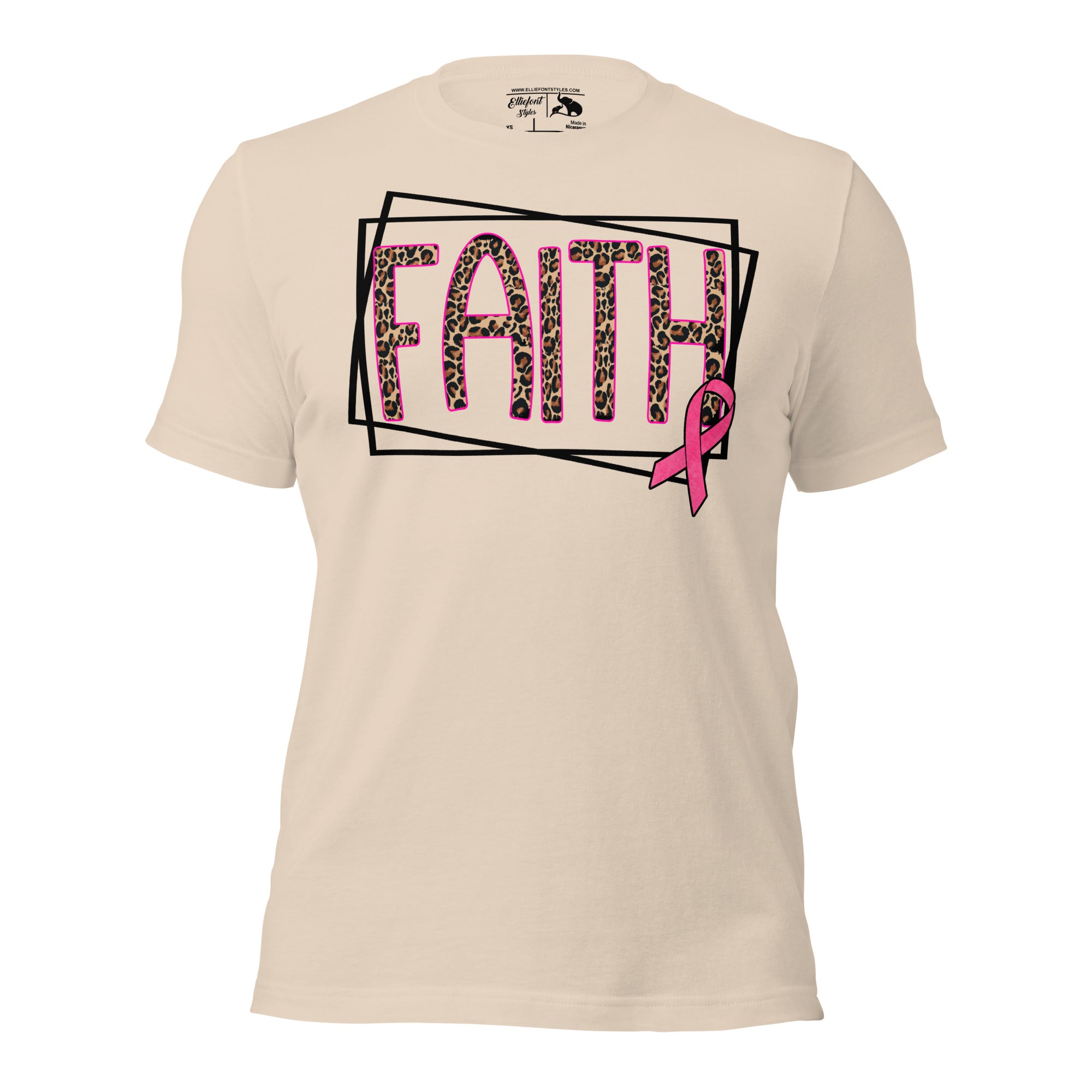 Inspirational faith shirt with pink ribbon for awareness events
