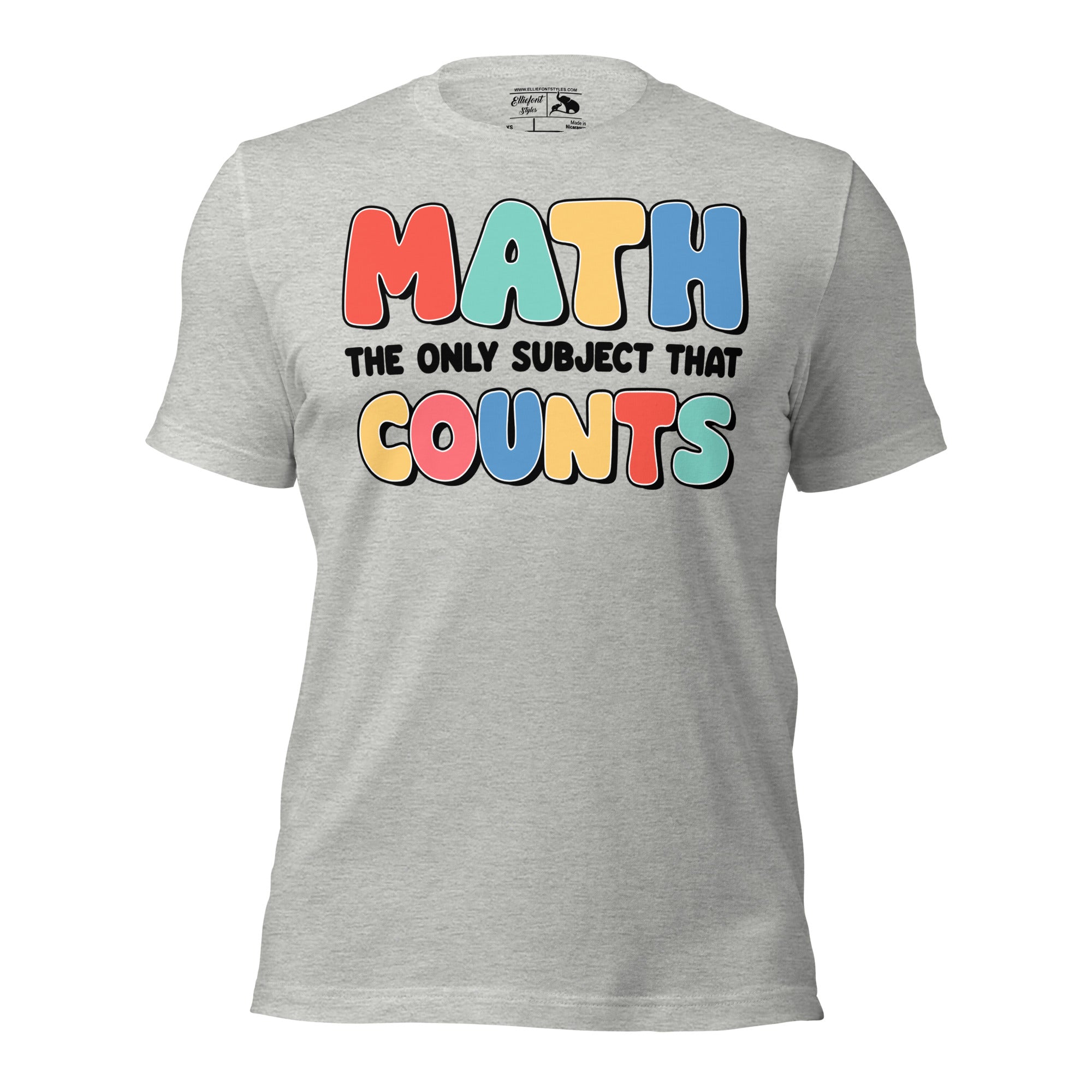Funny math teacher shirt with “Math The Only Subject That Counts” quote