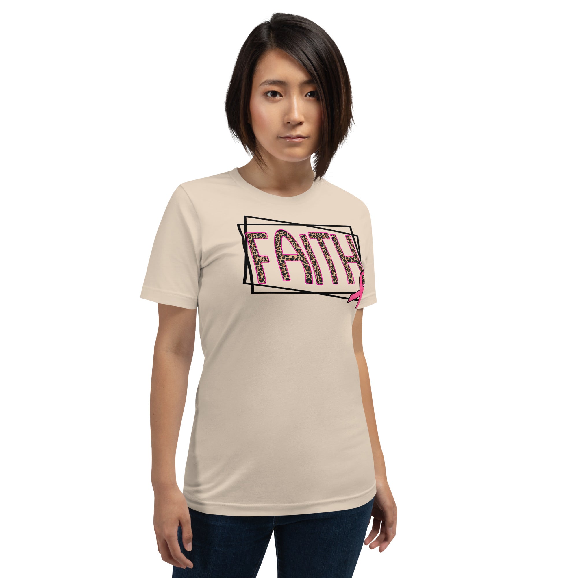 Meaningful Faith shirt with pink ribbon for breast cancer awareness
