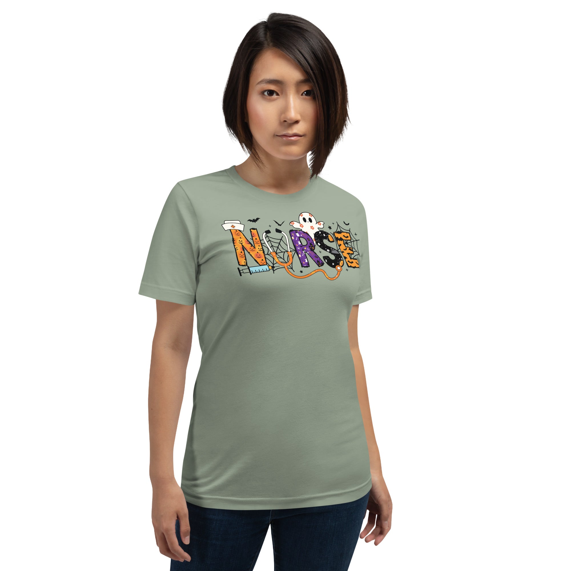 New nurse Halloween shirt with doodle-style Halloween nurse design