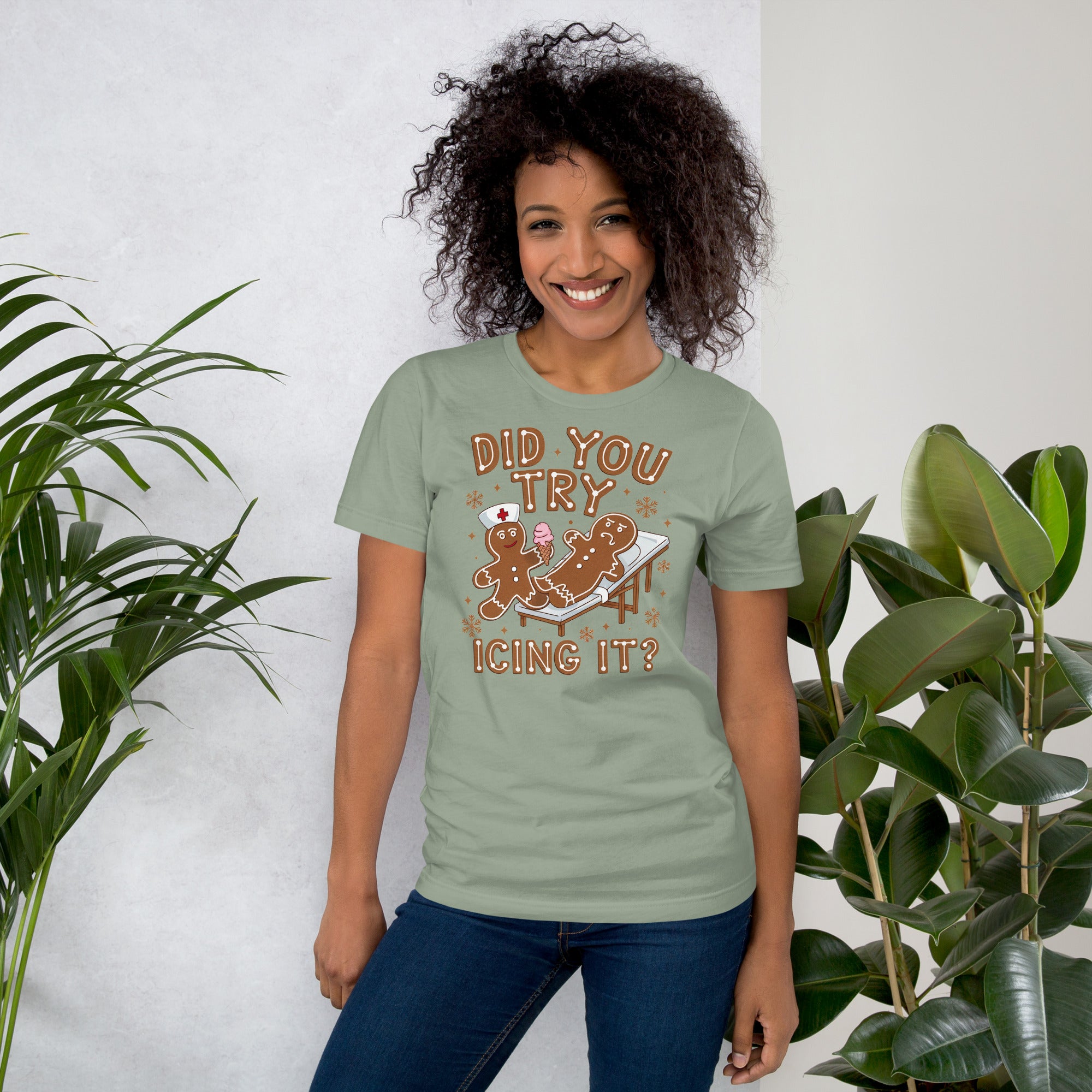 Nurse Christmas shirt with gingerbread men and holiday humor