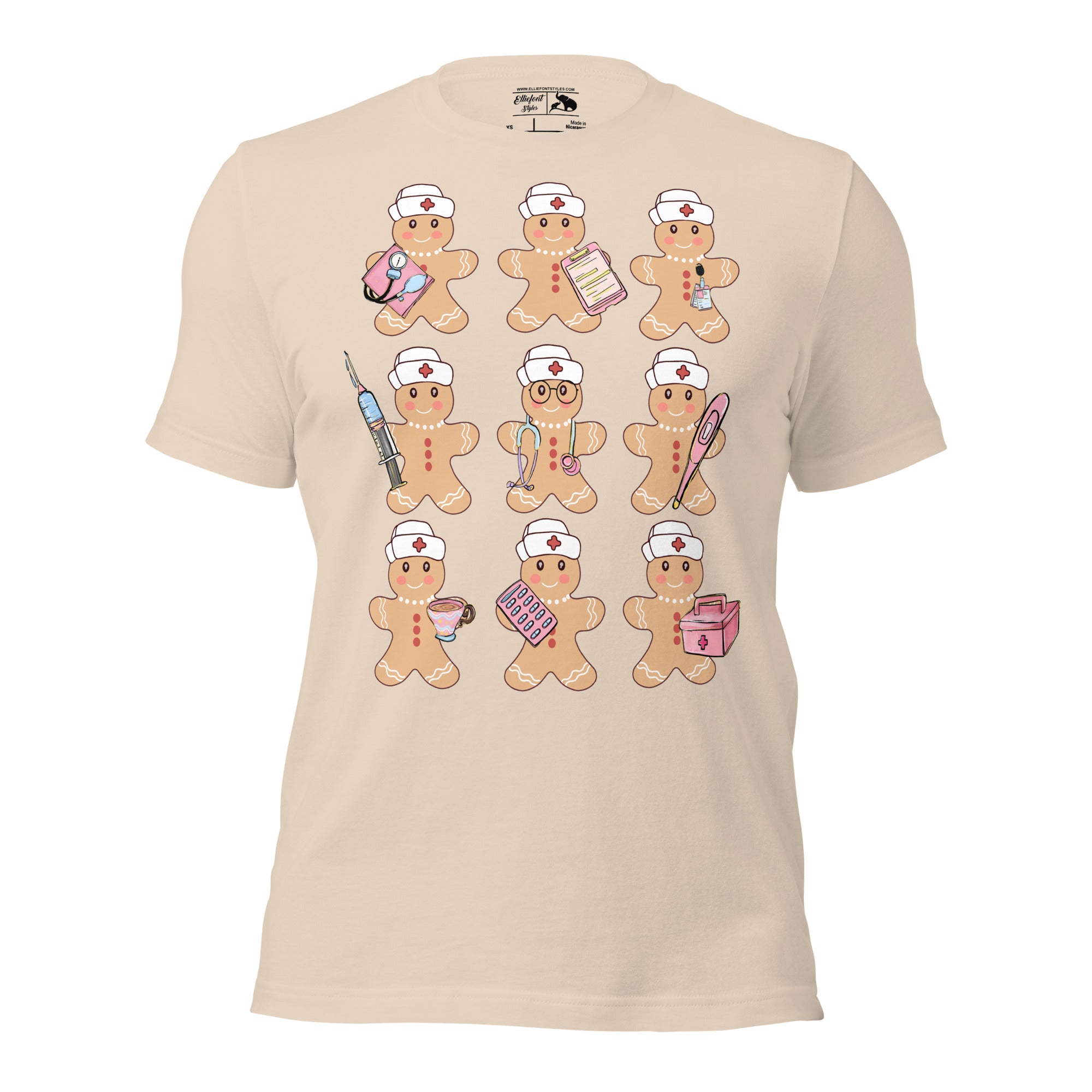 Holiday shirt for nurses with gingerbread men design