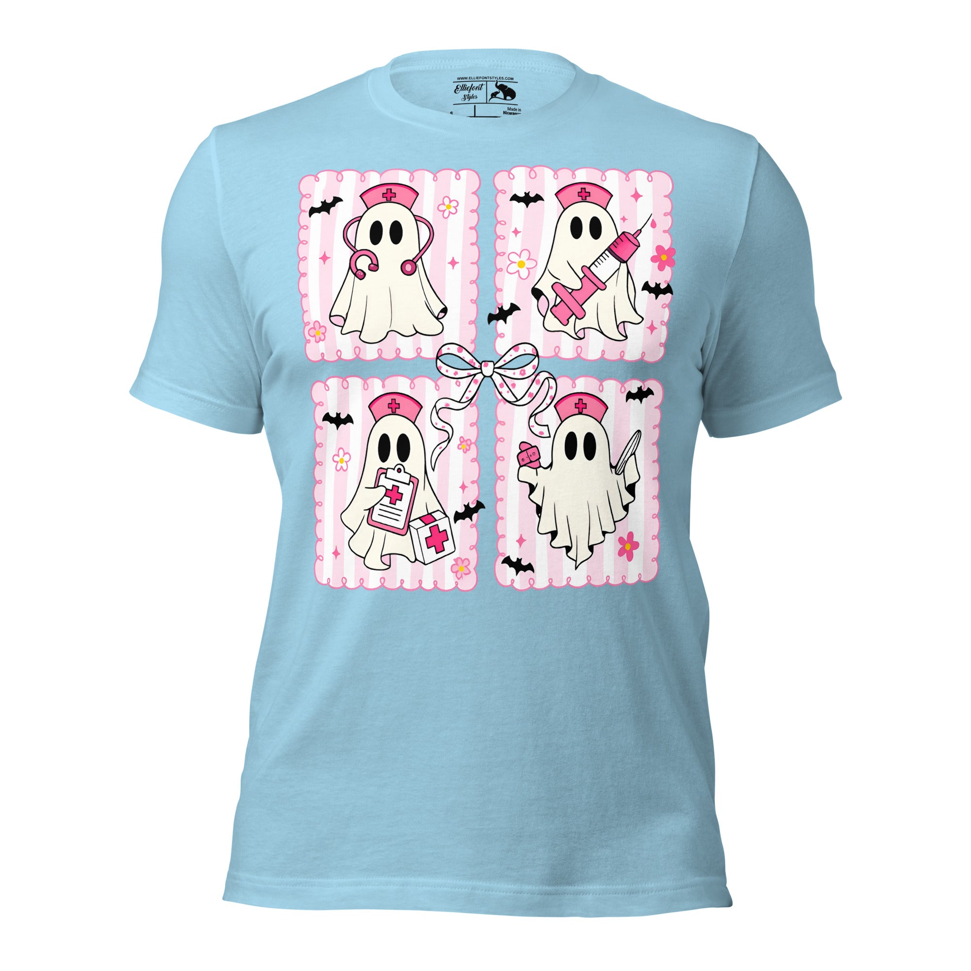 Spooky nurse Halloween shirt featuring ghost medical theme
