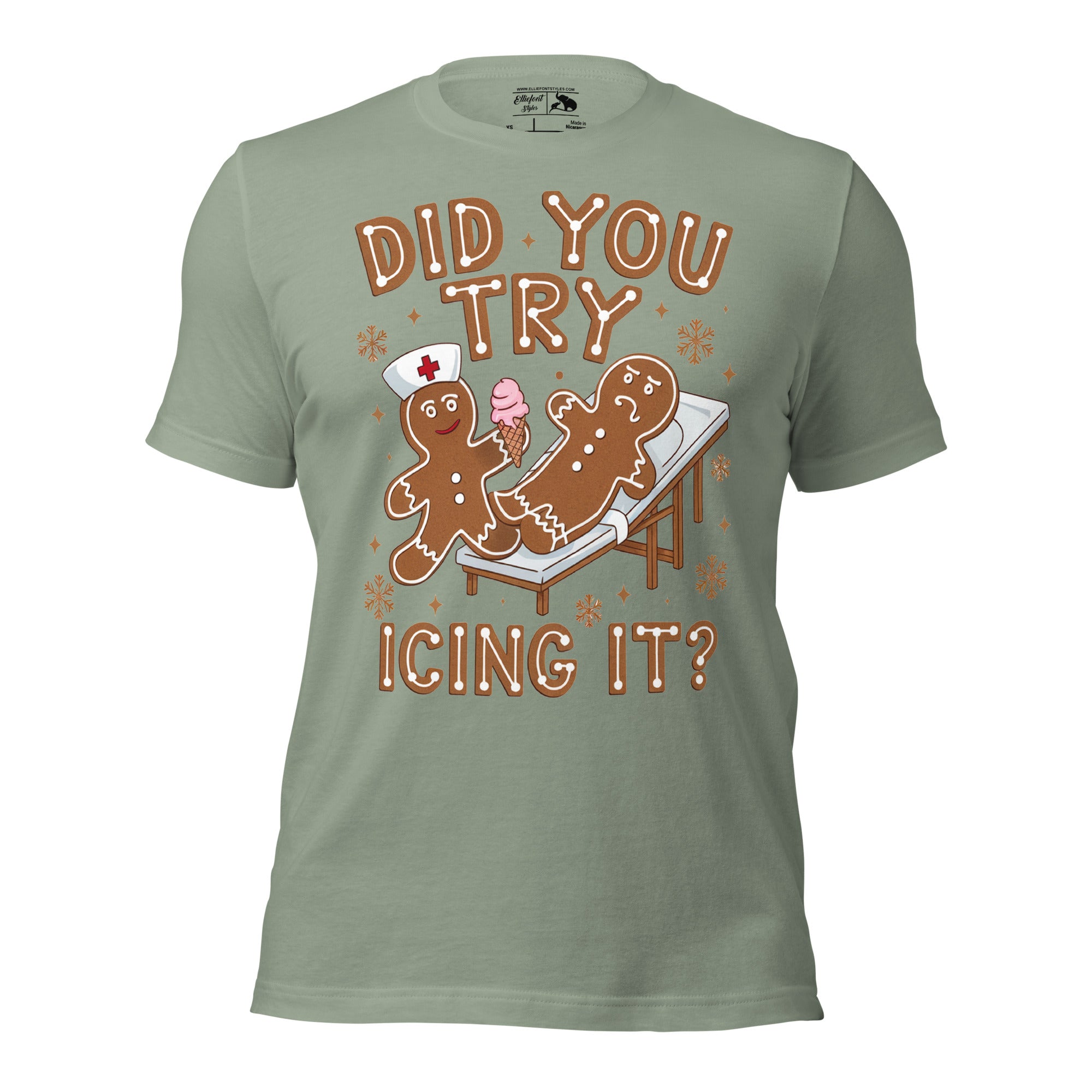 Women’s nurse Christmas shirt with “Did You Try Icing It” text