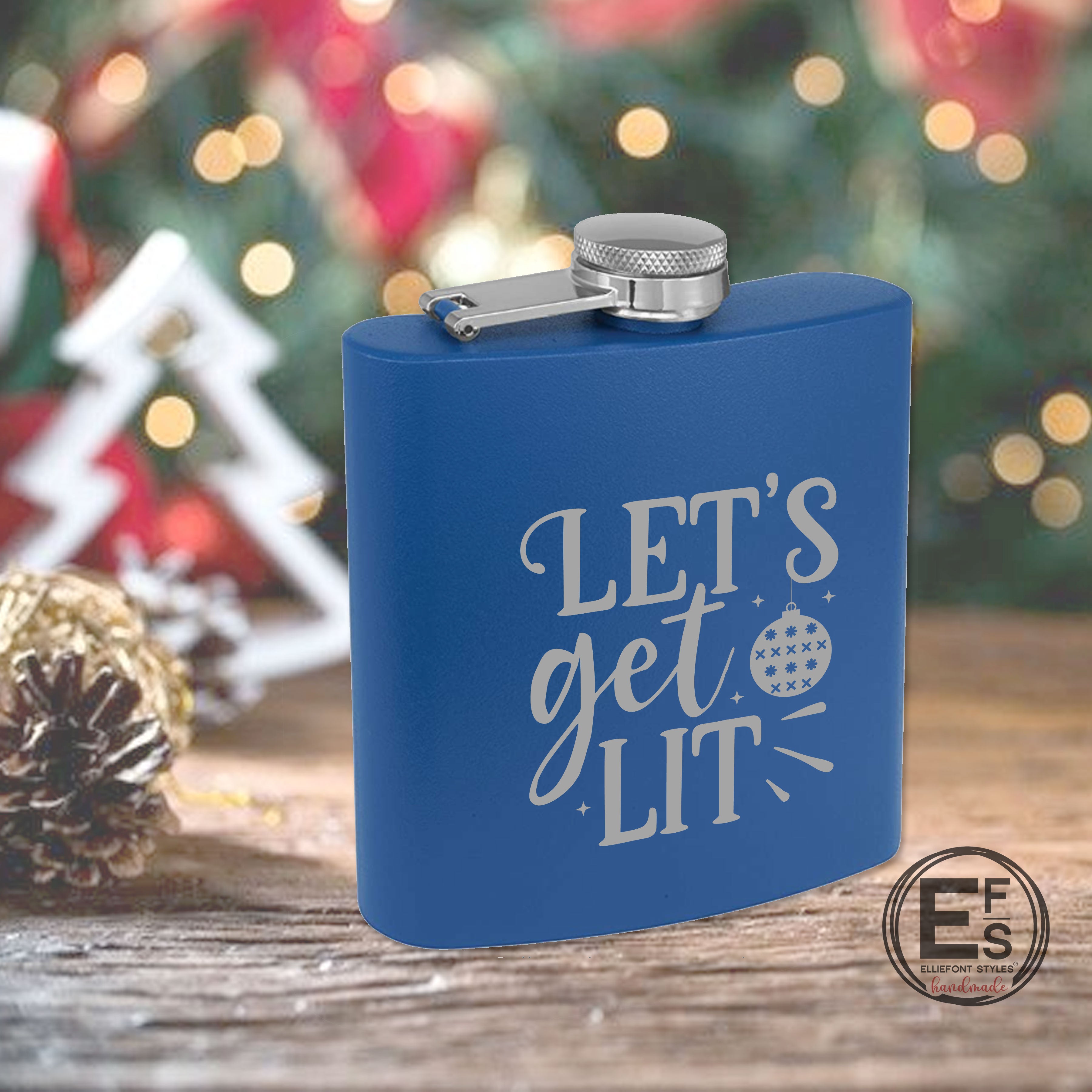 Funny Christmas Retro Rum Drinking Woman Holiday Hip Flask, Zazzle