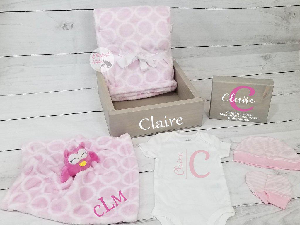 Personalized Baby Gift Set Box | Owl Nursery | Baby Shower Gift Set - Elliefont Styles