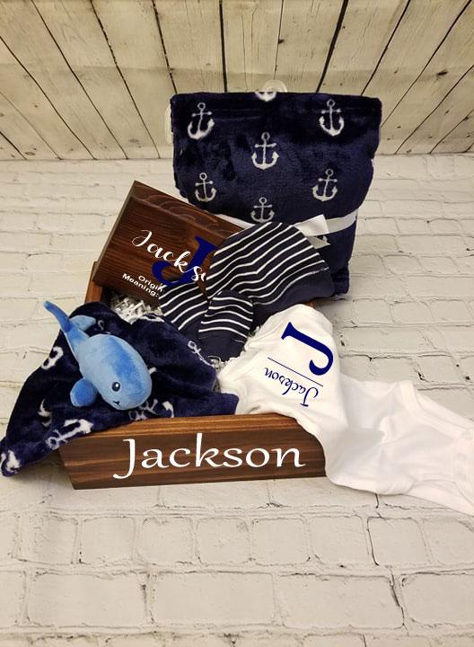 nautical theme baby gift set box