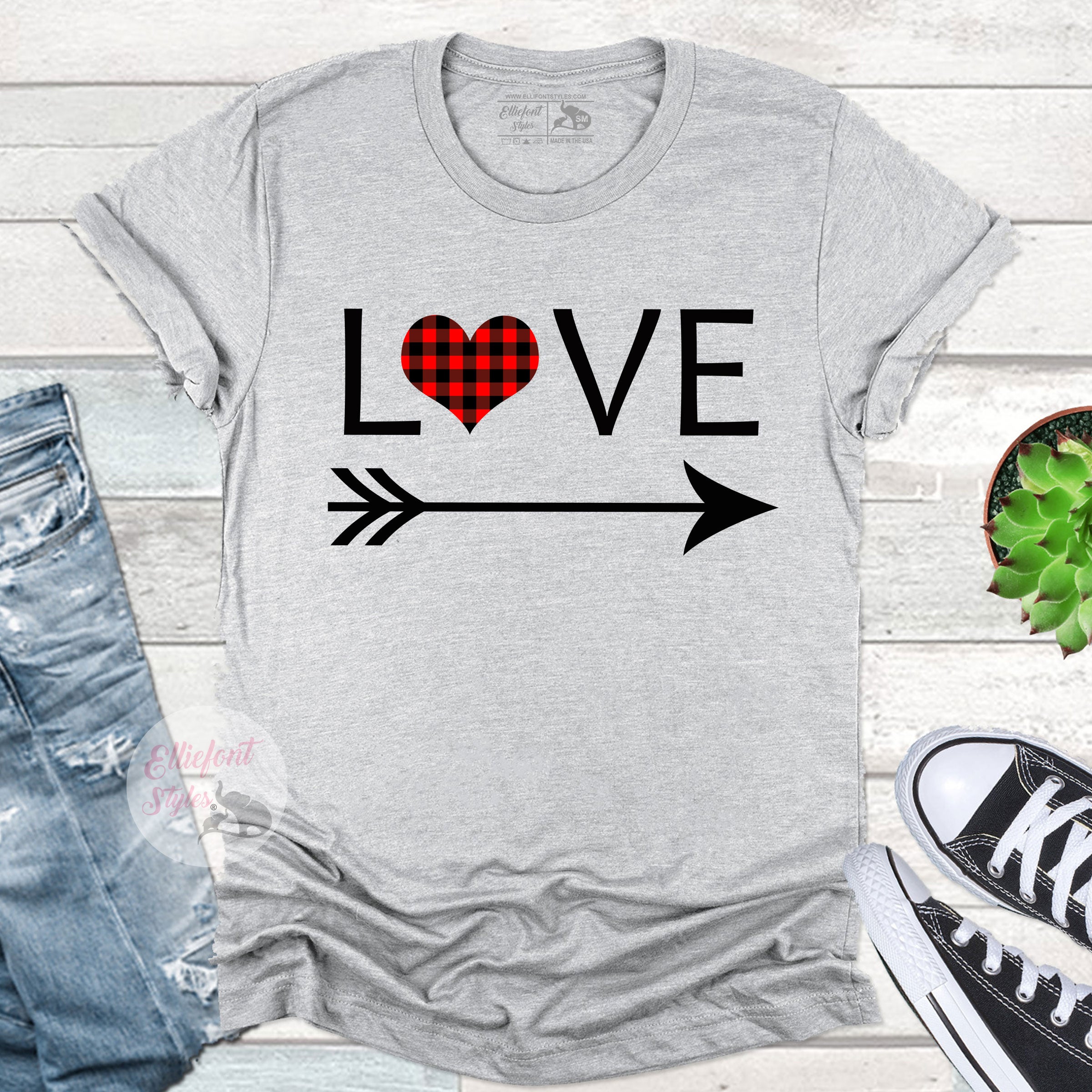 Love Valentines Day Shirt Buffalo Plaid