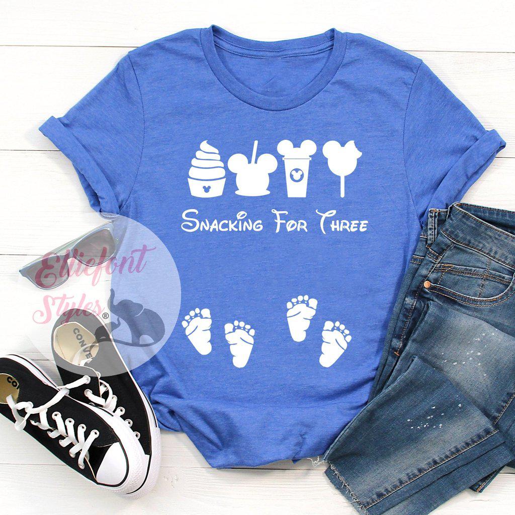 Snacking For Three Disney Twins Pregnancy Announcement Shirt