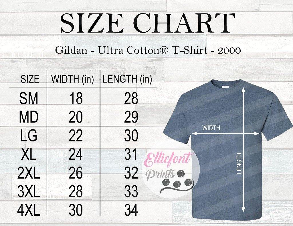 Gildan 5000 T-shirt Size Chart, Unisex Heavy Cotton Tee Size Chart,  Downloadable, Printable, Mens Size Chart, Womens Size Chart 