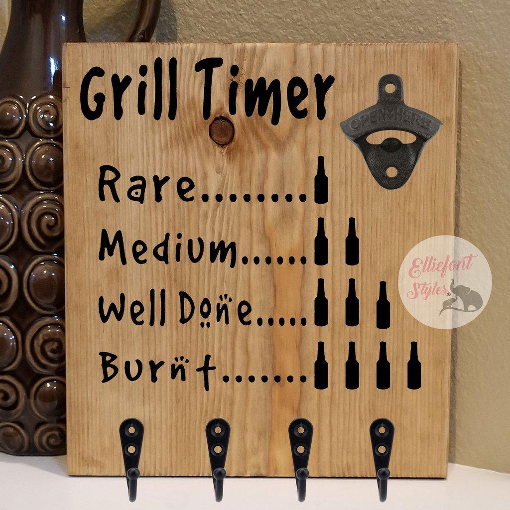 Grill Timer Beer Wood Sign Tool Rack – Elliefont Styles