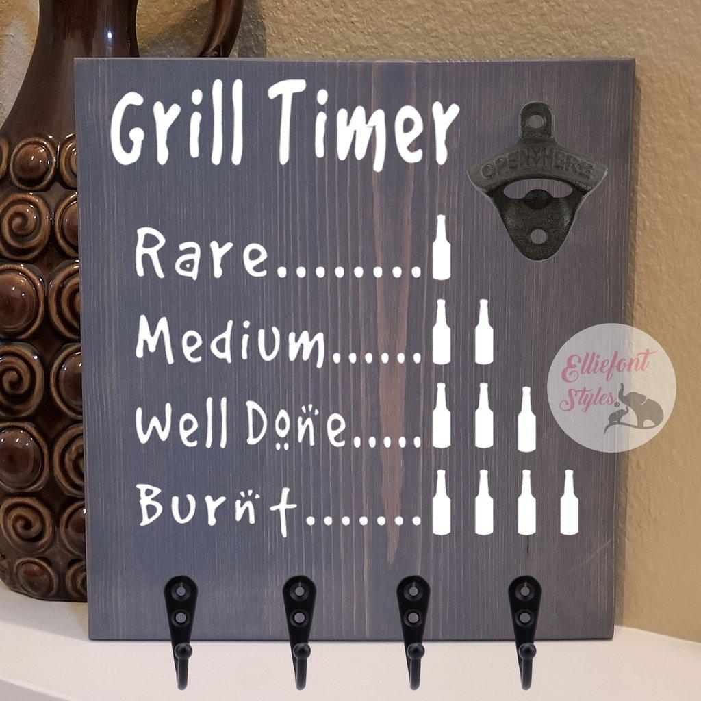 Grill Timer Beer Wood Sign Tool Rack – Elliefont Styles